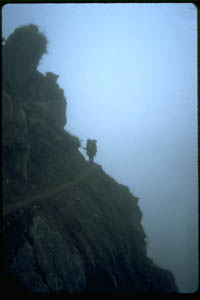 On the Moonroad in Nepal at 10,000 feet  - 3,000 feet straight down on the right